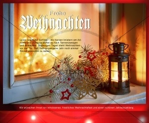 Nostalgische Weihnachtsgrüße "Laterne am Fenster" modern übermitteln E-Card (0111)
