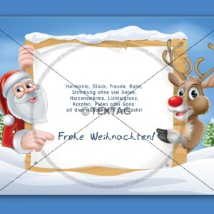 lustige Weihnachts-E-Card mit Weihnachtsmann und Elch Rudolph, ohne Werbung (0145)