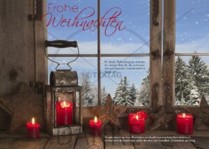 nostalgische Weihnachts-E-Card mit Laterne am Fenster, geschäftliche Grußkarte (187)