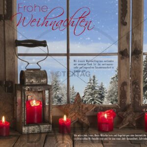 nostalgische Weihnachts-E-Card mit Laterne am Fenster, geschäftliche Grußkarte (187)