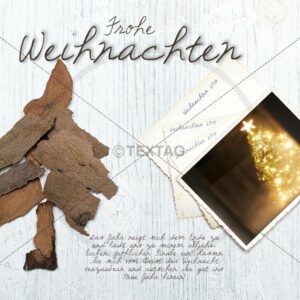 nostalgische Weihnachts eCard mit Christbaum aus Holz und Goldblatt (232)