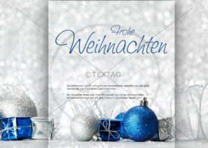 Weihnachts E-Card in edlem Design in Silber und Blau, inkl. Spruch, ohne Werbung(243)