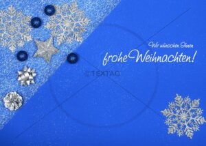 geschäftliche blaue Weihnachts eCard mit silberen Sternen (248)