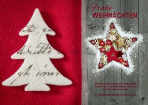 nostalgische Weihnachtskarte E-Card für Geschäftskunden in rot und grau (302)