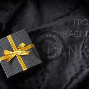 virtuelle, extravagante Weihnachts E-Card in schwarz mit goldenem Geschenkpaket (327)
