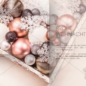 edle Weihnachts E-Card - Christbaumkugeln im Karton in Pastell Farben (341)