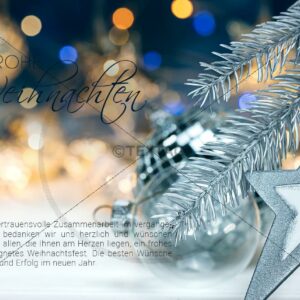 virtuelle, geschäftliche Weihnachts E-Card in Blau und türkis (344)