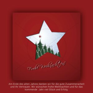 edle, geschäftliche Weihnachts eCard in rot mit weißem Stern- keine Werbung (358)