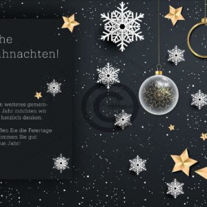 exklusive Weihnachts E-Card in schwarz, gold und weiß, ohne Werbung (00425)