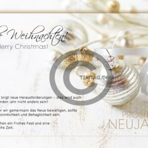 edle, geschäftliche Weihnachts eCard in Weiß und Gold, mit Spruch, ohne Werbung (435)