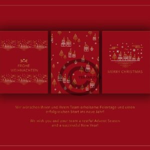 moderne Weihnachts eCard geschäftlich in Rot und Gold, DE/EN (495)