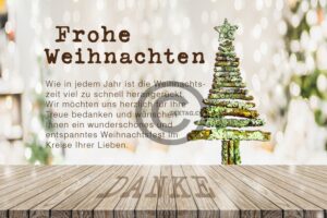 Vintage Weihnachts E-Card, geschäftlich, "Weihnachtsbaum aus moosbewachsenen Ästen" (505)