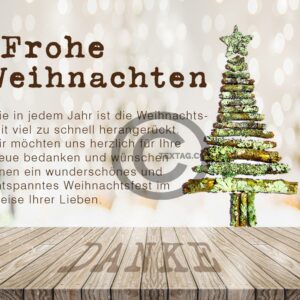 Vintage Weihnachts E-Card, geschäftlich, "Weihnachtsbaum aus moosbewachsenen Ästen" (505)