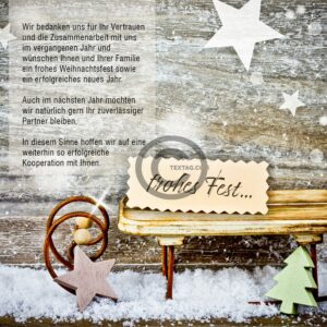 nostalgische Weihnachtskarte E-Card für Kunden mit Schlitten und Spruch (509)