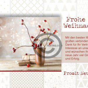 Weihnachtskarte - Weihnachts E-Card für Kunden in Creme und Rot, mit Spruch (510)