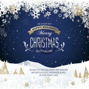 Merry Christmas, Weihnachts E-Card in blau, mit Spruch englisch (513)