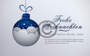 Weihnachts E-Card in Weiß / Blau, Spruch deutsch oder englisch (525)