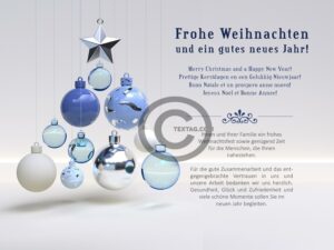 stylische Weihnachts E-Card für Kunden in Weiß & Blau, ohne Werbung (530)