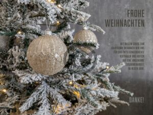 umweldfreuntliche, geschäftliche Weihnachts E-Card in Grau, Silber und Gold, Bauhaus-Stil (548)