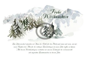geschäftliche Weihnachts E-Card in Grün, ohne Werbung "Berglandschaft" (550)