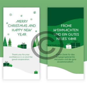 geschäftliche Weihnachts E-Card in Grün & Weiss, ohne Werbung, Spruch in EN / DE (551)