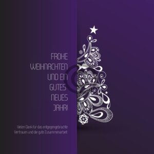 abstrakte, geschäftliche Weihnachts eCard in violett, Spruch in DE, ohne Werbung (553)
