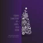 abstrakte, geschäftliche Weihnachts eCard in violett, Spruch in EN, ohne Werbung (553)