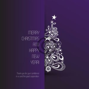 abstrakte, geschäftliche Weihnachts eCard in violett, Spruch in EN, ohne Werbung (553)