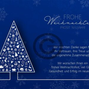 umweltfreundliche Weihnachts E-Card für Geschäftskunden in Blau, mit Spruch, ohne Werbung (557)