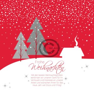 geschäftliche Weihnachts E-Card "Winterlandschaft" in Rot, Weiß und Grau, ohne Werbung (564)