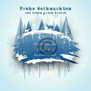 umweltfreundliche, Weihnachts E-Card in Pastellblau mit Spruch, ohne Werbung"Winterlandschaft" (573)