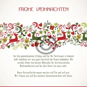 umwelfreundliche Weihnachts E-Card für Kunden, mit Spruch, Rot & Grün (577)