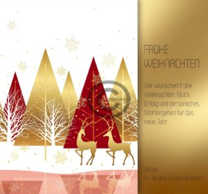 extravagante, umweltfreundliche Weihnachts E-Card geschäftlich in Rot und Gold, ohne Werbung (580)
