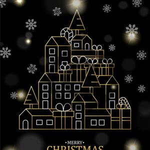 stylische Weihnachts E-Card schwarz-gold, geschäftlich, mit Spruch (587)