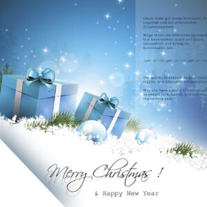 edle Weihnachts-E-Card in blau und weiß, mit mehrsprachigen Spruch, ohne Werbung (0144)