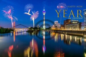 Neujahrsgrußkarte Happy New Year aus Düsseldorf, ohne Werbung (658)