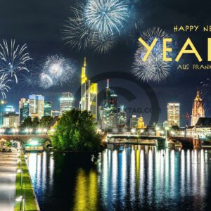 Neujahrsgrußkarte Happy New Year aus Frankfurt am Main, ohne Werbung (659)