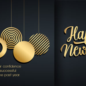 Happy New Year, geschäftliche Neujahrs E-Card mit Spruch in EN, Schwarz & Gold, ohne Werbung (635)