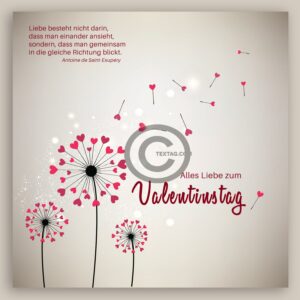 Valentinstag E-Card mit Pusteblume-Herzen und Spruch (00467)