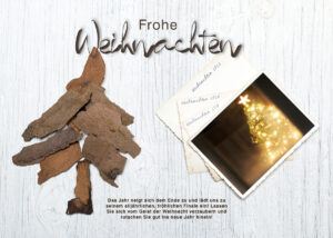 nostalgische Weihnachts eCard mit Christbaum aus Holz (232)