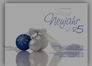 elegante Weihnachtskarte mit Weihnachtsbaumkugeln in Blau und Silber - geschäftliche Weihnachts eCard (239)