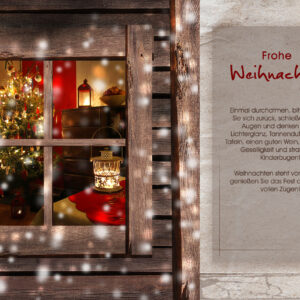 nostalgische Weihnachtskarte E-Card mit Christbaum hinterm Fenster (299) NSL-2018-00299