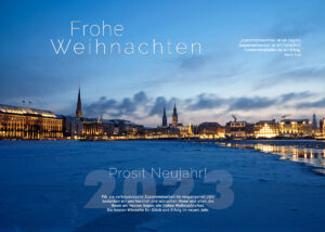 stimmungsvolle Weihnachts E-Card, Schnee & Eis auf der Alster in Hamburg, ohne Werbung (313)