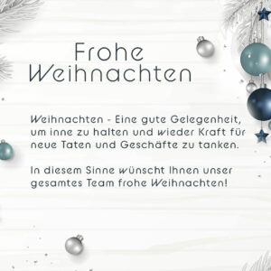 geschäftliche Weihnachts E-Card in Blau / Weiß, ohne Werbung, mit Spruch (664)