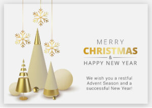 Merry Christmas - Weihnachts E-Card in Weiß & Gold mit Spruch / EN (666)