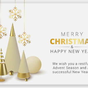 Merry Christmas - Weihnachts E-Card in Weiß & Gold mit Spruch / EN (666)
