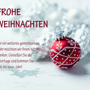 elegante Weihnachts E-Card mit roter Christbaumkugel, E-Card mit Spruch, ohne Werbung (681)