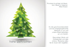 geschäftliche Weihnachts E-Card in Grün, ohne Werbung, mit Spruch (689)