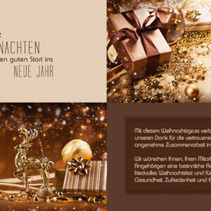 extravagante, digitale Weihnachtskarte für Kunden, eCard in Bronze, Gold & Pastell, ohne Werbung (690)