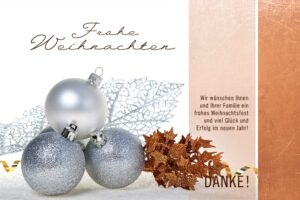 extravagante, digitale Weihnachtskarte für Kunden, eCard in Silber, Bronze & Weiß, mit Spruch, ohne Werbung (698)